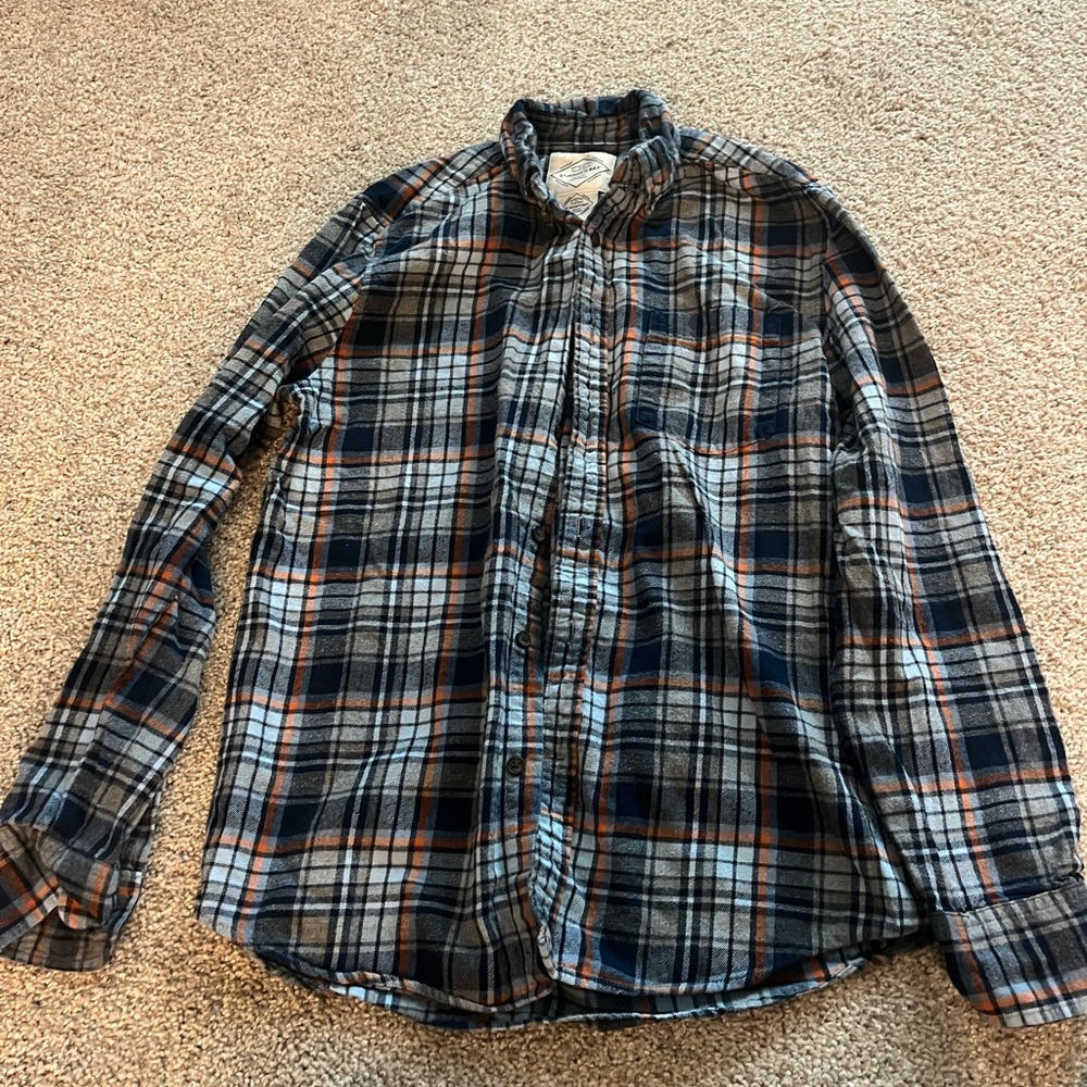 St. John's Bay Men's Casual Plaid Shirt - Navy and Rust